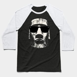 Cool Moai with Sunglasses: Soaking Up the Sun Baseball T-Shirt